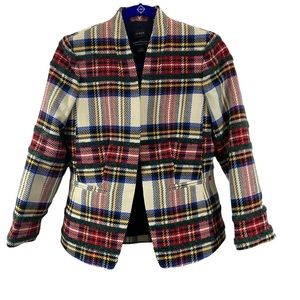 J. Crew Plaid Blazer in Red, Blue, and Cream